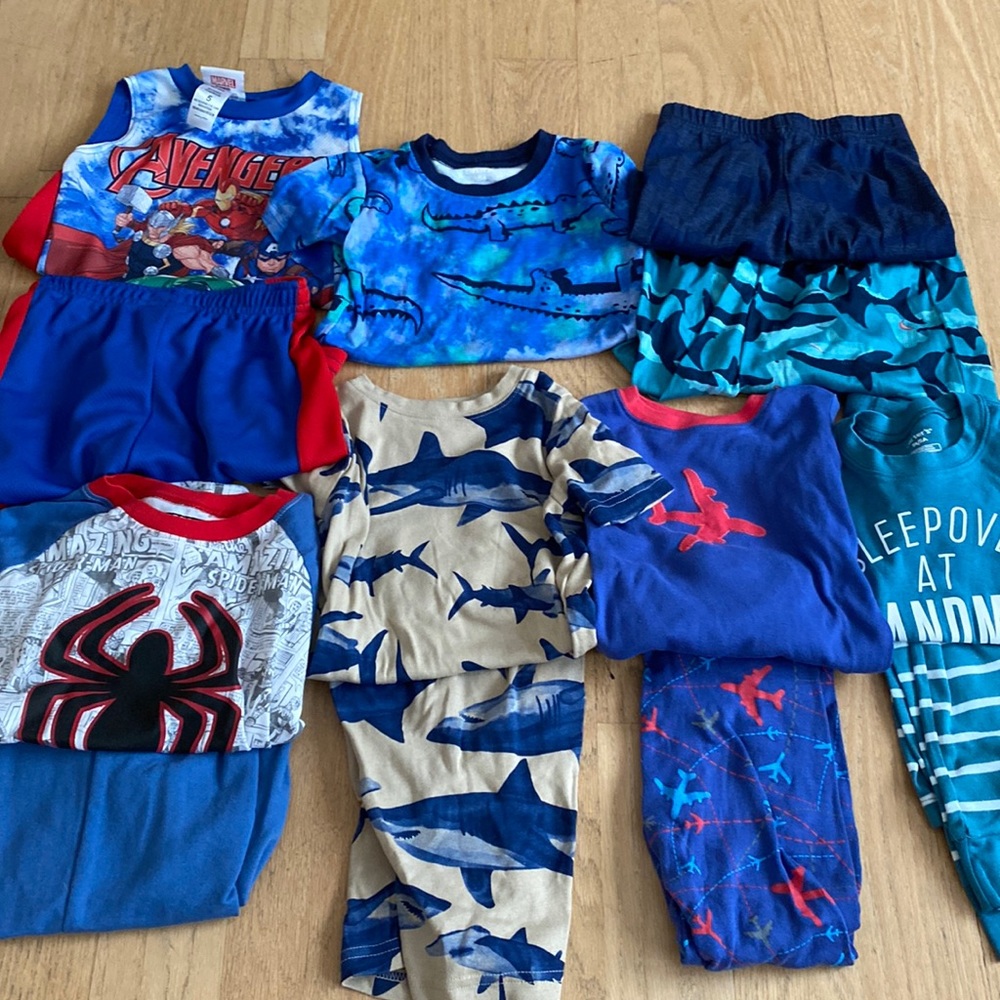 Boys kids sz 5 pajama sets marvel carters sharks Spider-Man